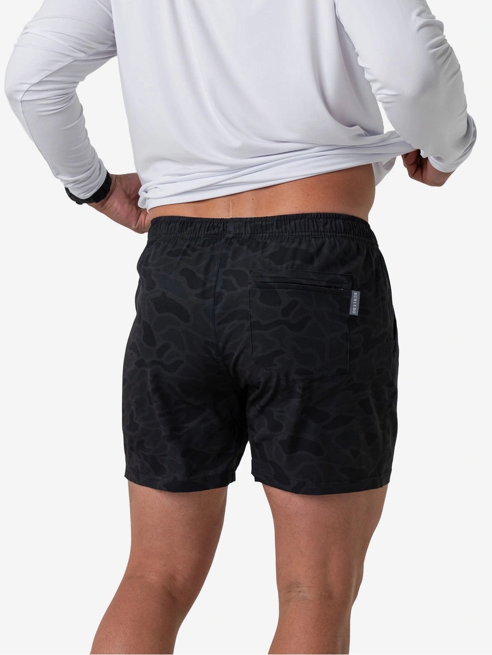 Burlebo Men’s Athletic Shorts Lined in Black Camo Size 2XL Athleisure Outdoors - Picture 2 of 8